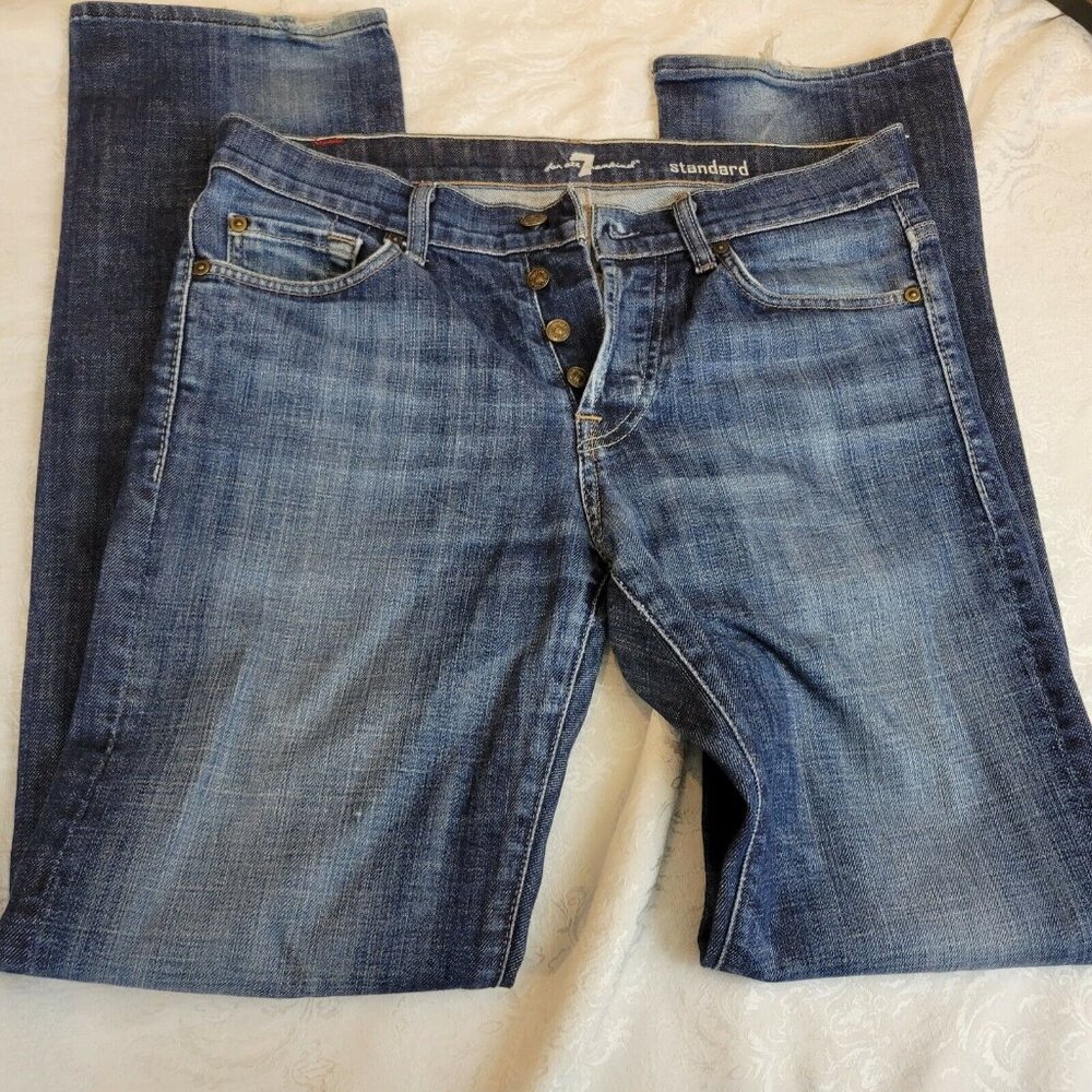 7 For All Mankind 31x32 Standard Fit Jeans Stretch Denim Button Fly